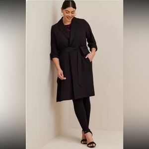 Torrid Studio Crepe Drape Collared Trench Coat Black 5 5X  #E98068 Classic